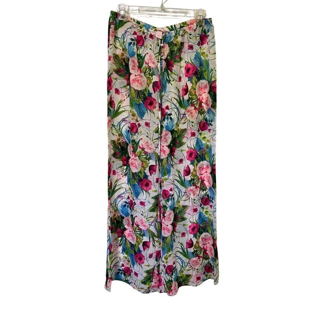 Victoria’s Secret Small White Pink Watercolor Floral Sheer Coverup PJ Swim Pants